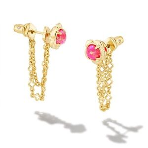 Kendra Scott Susie Gold Ear Jacket Earrings in Hot Pink Kyocera Opal